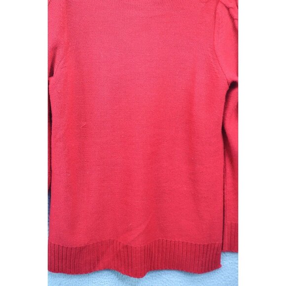 Calvin Klein Cowl Neck Red Cable Knit Sweater-Medium-Chunky-Cozy-Soft - Picture 9 of 10